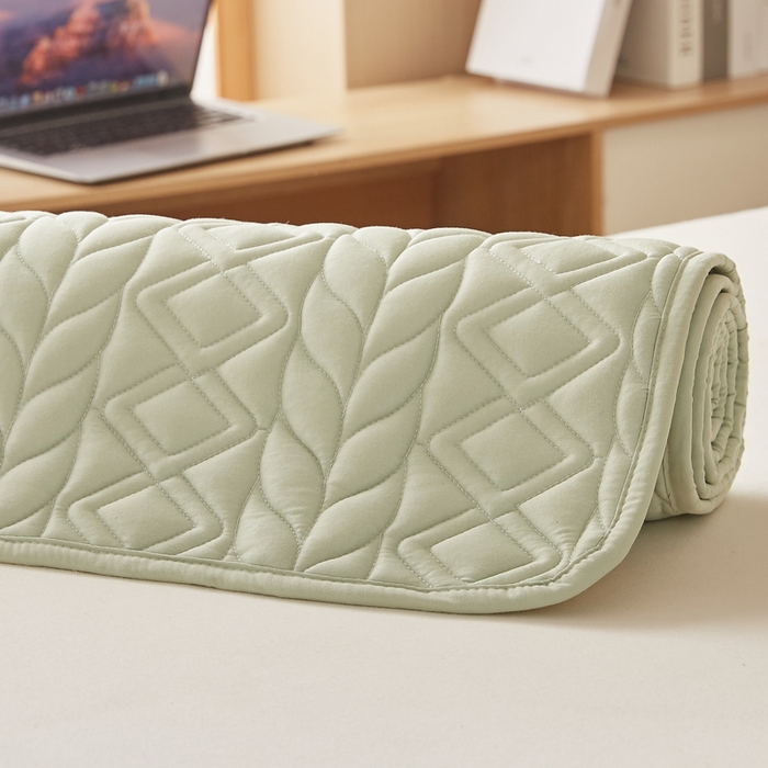 91家纺网 家纺一手货源 找家纺 卡派 2024新款水洗棉羊毛床褥（富贵竹）单人床 富贵竹-果绿