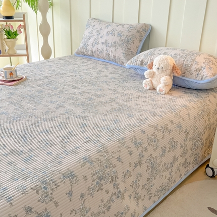 91家纺网 家纺一手货源 找家纺 玉海棠 玉海棠 2024新款针织棉加绒床盖 清欢-兰