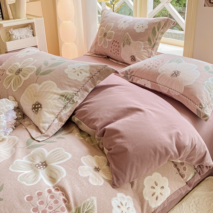 91家纺网 家纺一手货源 找家纺 宜家坊 2024秋冬新款全棉超柔加厚生态磨毛四件套 幽兰