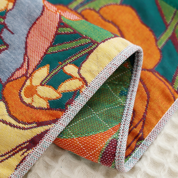 91家纺网 家纺一手货源 找家纺 朴尔家纺-毛巾被 2024新款色织定位提花纯棉四层纱布枕巾 爱情来临-绿