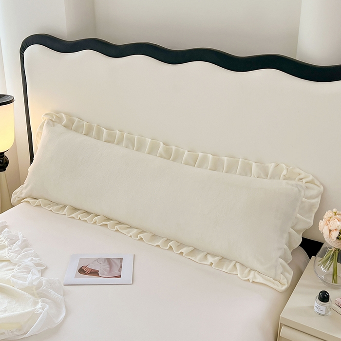 91家纺网 家纺一手货源 找家纺 梦舒羽 2025新款牛奶绒花枕套边单人宿舍法兰绒枕头套珊瑚绒枕芯套 奶白