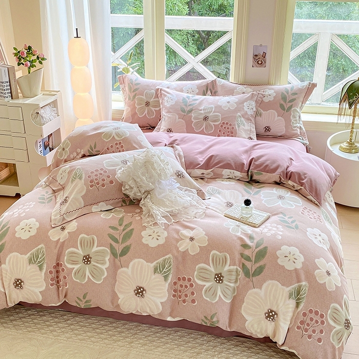 91家纺网 家纺一手货源 找家纺 宜家坊 2024秋冬新款全棉超柔加厚生态磨毛四件套 幽兰