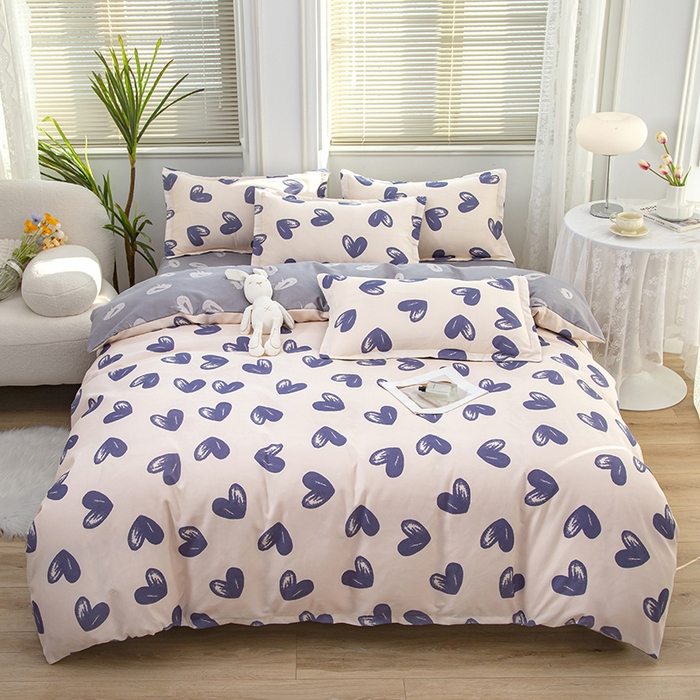 91家纺网 家纺一手货源 找家纺 梦卓家纺 2025新款直播加厚植物羊绒四件套高克重磨毛跨境四件套 大量现货马卡龙爱心