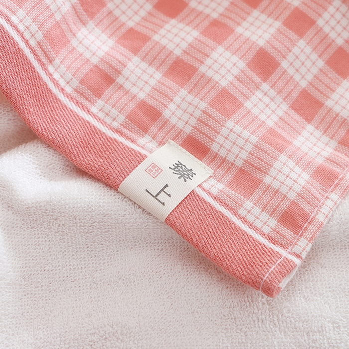 91家纺网 家纺一手货源 找家纺 朴尔家纺-毛巾被 2024新款全棉无印风纱布毛圈加厚色织提花枕巾 毛圈双面枕巾-粉中格