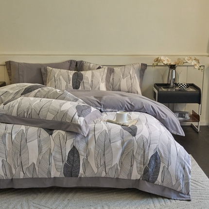 91家纺网 家纺一手货源 找家纺 （总）慕晨 2024新款A类全棉贡缎磨毛数码印高级宽边简奢款中高端四件套直播爆款