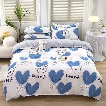 梦卓家纺 2025新款直播加厚植物羊绒四件套高克重磨毛跨境四件套 大量现货爱心兔