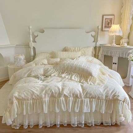 91家纺网 家纺一手货源 找家纺 （总）网红馆 2025新款全棉床裙四件套-玫瑰花园