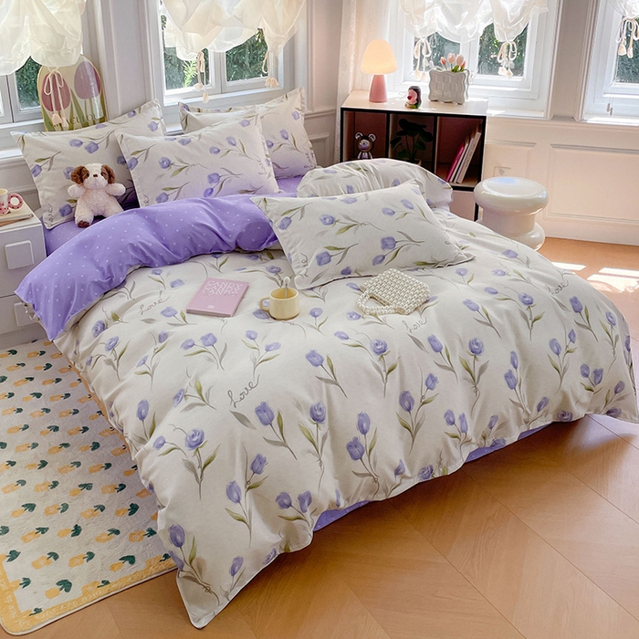 91家纺网 家纺一手货源 找家纺 世爵家纺 2025新款亲肤印花磨毛四件套 洛川微香