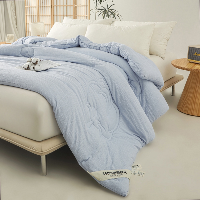 91家纺网 家纺一手货源 找家纺 2024新款A类亲肤舒适提花新疆棉花被子被芯 棉玲蓝