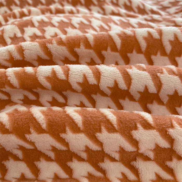 91家纺网 家纺一手货源 找家纺 星座家纺 2025新款千鸟格花边款牛奶绒四件套 千鸟格-焦糖