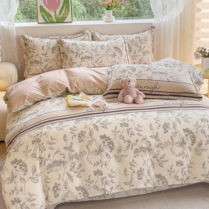 91家纺网 家纺一手货源 找家纺 宜家坊 2024秋冬新款全棉超柔加厚生态磨毛四件套 枝繁叶茂