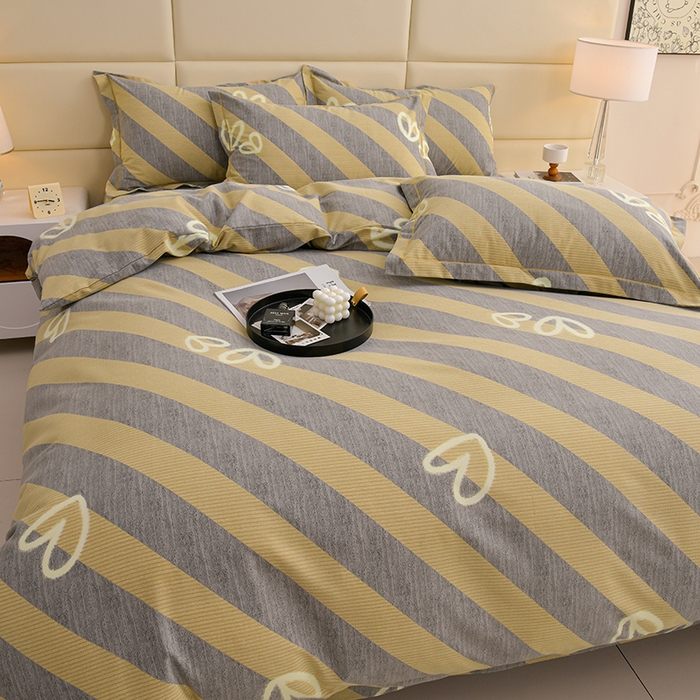 91家纺网 家纺一手货源 找家纺 润淳 2025新直播加厚活性磨毛四件套纯棉三件套 一心一意 灰