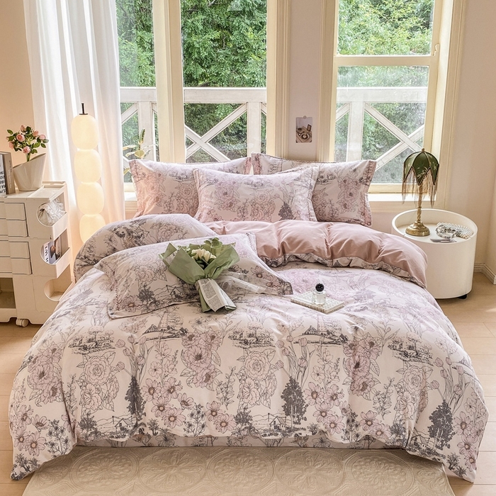 91家纺网 家纺一手货源 找家纺 宜家坊 2024秋冬新款全棉超柔加厚生态磨毛四件套 美丽人生