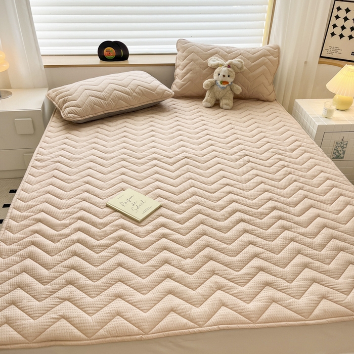 91家纺网 家纺一手货源 找家纺 老帅的工厂店 2025新款泡泡纱提花床垫系列 大床（有买家秀） 粉色