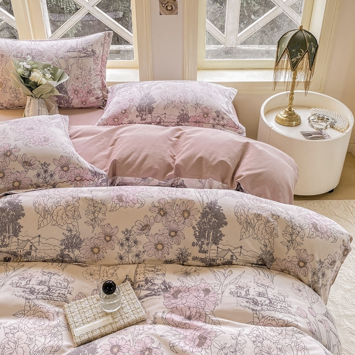 91家纺网 家纺一手货源 找家纺 宜家坊 2024秋冬新款全棉超柔加厚生态磨毛四件套 美丽人生