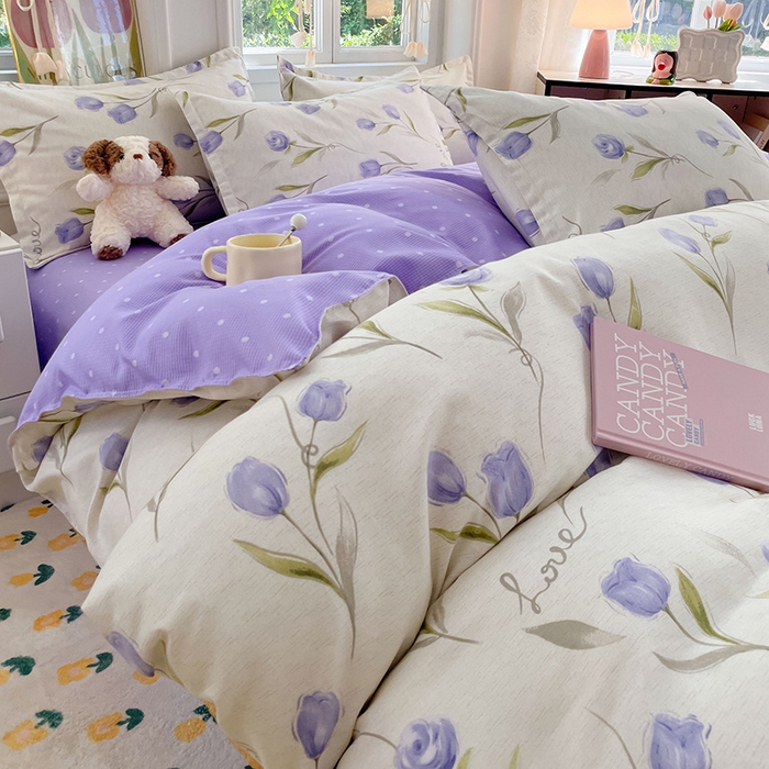 91家纺网 家纺一手货源 找家纺 世爵家纺 2025新款亲肤印花磨毛四件套 洛川微香