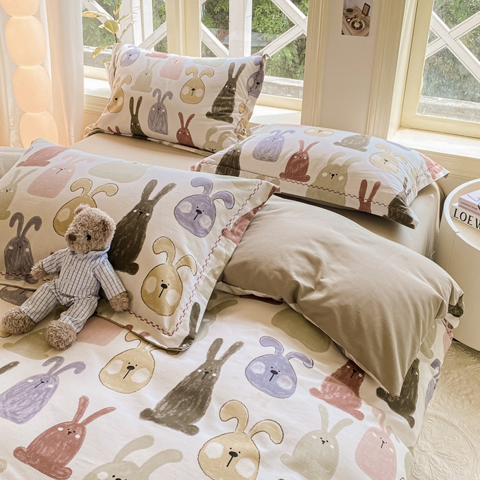 91家纺网 家纺一手货源 找家纺 宜家坊 2024秋冬新款全棉超柔加厚生态磨毛四件套 妮可