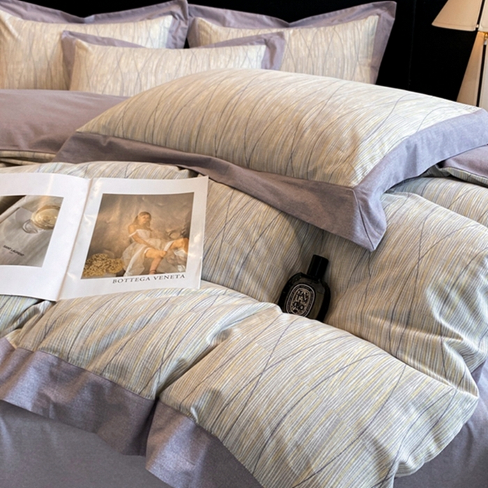 91家纺网 家纺一手货源 找家纺 慕晨 2024新款A类全棉贡缎磨毛数码印花高级宽边简奢款中高端四件套直播爆款 寻意