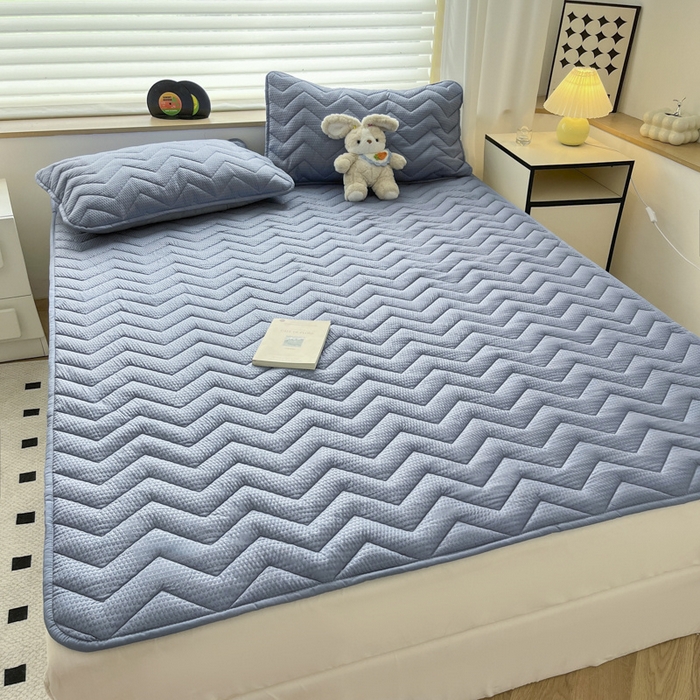 91家纺网 家纺一手货源 找家纺 老帅的工厂店 2025新款泡泡纱提花床垫系列 大床（有买家秀） 雾蓝