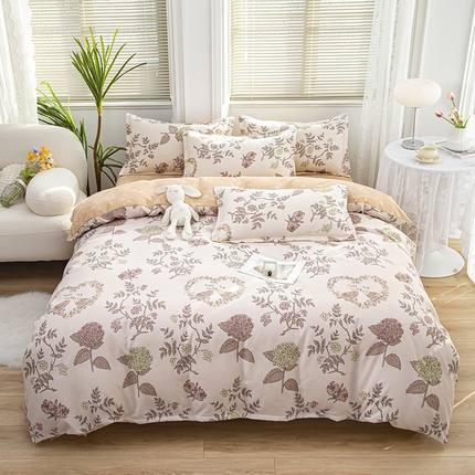 91家纺网 家纺一手货源 找家纺 （总）梦卓家纺 新款直播加厚植物羊绒四件套高克重磨毛跨境四件套 大量现货