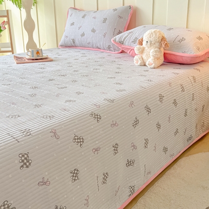 91家纺网 家纺一手货源 找家纺 玉海棠 玉海棠 2024新款针织棉加绒床盖 小象格