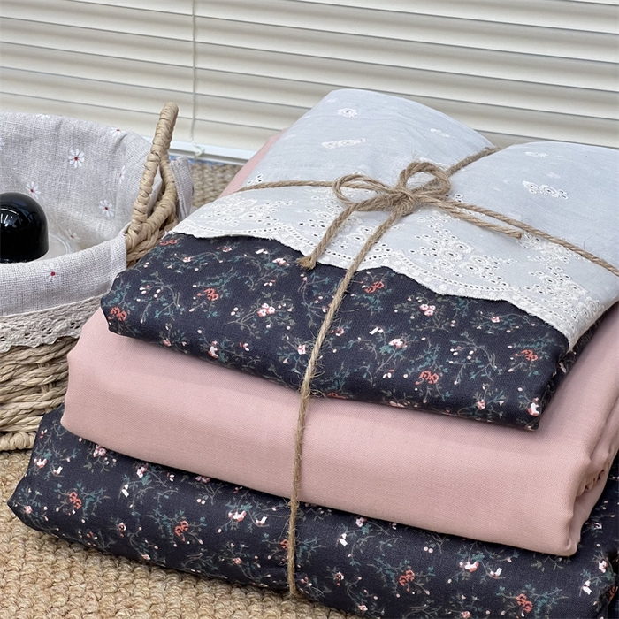 91家纺网 家纺一手货源 找家纺 2024新款全棉印花双层纱四件套--蕾丝花边款 不止玫瑰