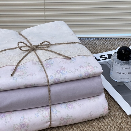 2024新款全棉印花双层纱四件套--蕾丝花边款 茱丽叶