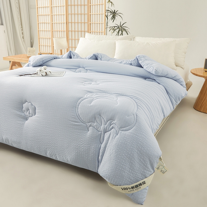 91家纺网 家纺一手货源 找家纺 2024新款A类亲肤舒适提花新疆棉花被子被芯 棉玲蓝