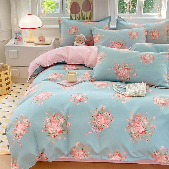 91家纺网 家纺一手货源 找家纺 世爵家纺 2025新款亲肤印花磨毛四件套 花月诗篇