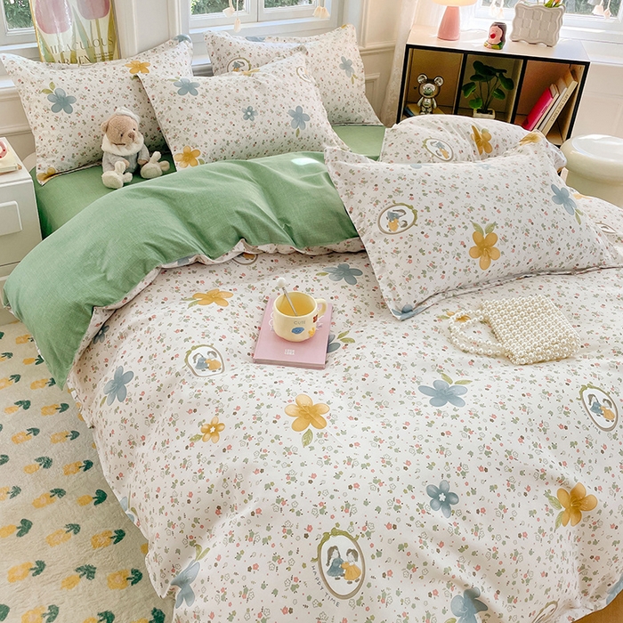 91家纺网 家纺一手货源 找家纺 世爵家纺 2025新款亲肤印花磨毛四件套 小家碧玉