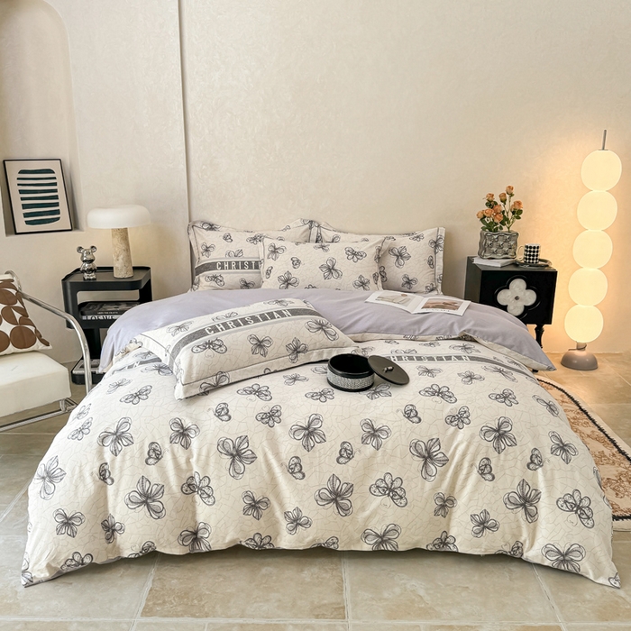 91家纺网 家纺一手货源 找家纺 凌鼎 2025新款100%全棉生态磨毛四件套系列1 淡雅华花