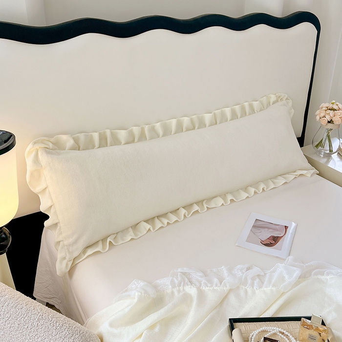 91家纺网 家纺一手货源 找家纺 梦舒羽 2025新款牛奶绒花枕套边单人宿舍法兰绒枕头套珊瑚绒枕芯套 奶白