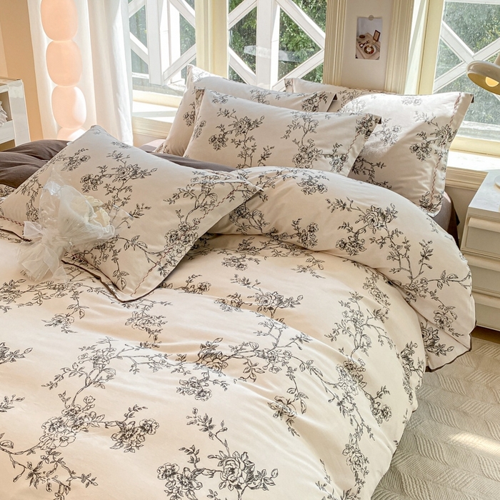 91家纺网 家纺一手货源 找家纺 宜家坊 2024秋冬新款全棉超柔加厚生态磨毛四件套 寻花集