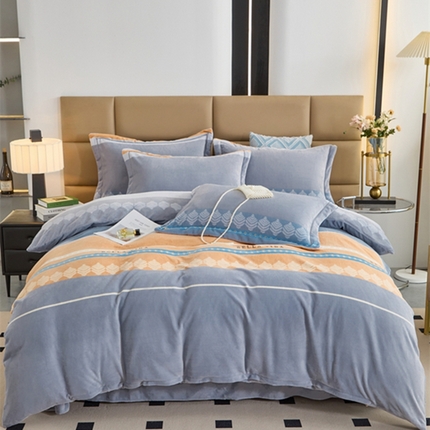 卡迪亚 2024新款全消光牛奶绒印花四件套 简约