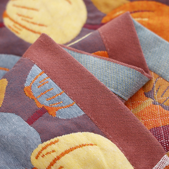 91家纺网 家纺一手货源 找家纺 朴尔家纺-毛巾被 2024新款色织定位提花纯棉四层纱布枕巾 浪漫郁金香-咖