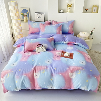 91家纺网 家纺一手货源 找家纺 （总）梦卓家纺 新款直播加厚植物羊绒四件套高克重磨毛跨境四件套 大量现货