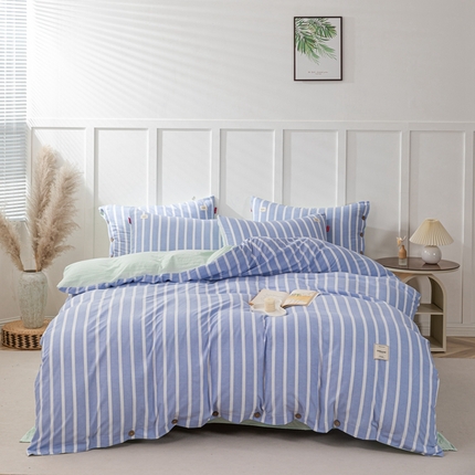 91家纺网 家纺一手货源 找家纺 （总）睡美美家纺 2024新款加厚水洗棉四件套-条纹系列