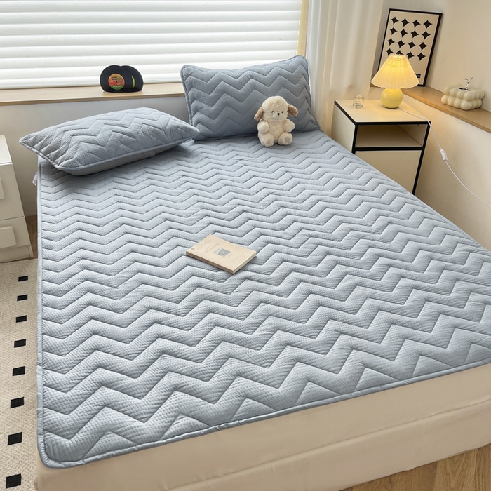 91家纺网 家纺一手货源 找家纺 老帅的工厂店 2025新款泡泡纱提花床垫系列 大床（有买家秀） 灰蓝