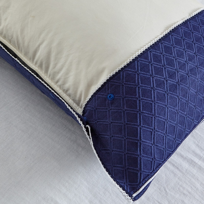 91家纺网 家纺一手货源 找家纺 朴尔家纺-毛巾被 2024新款纱布毛巾绣花素色半包枕套枕巾 绣花半包枕套-深蓝