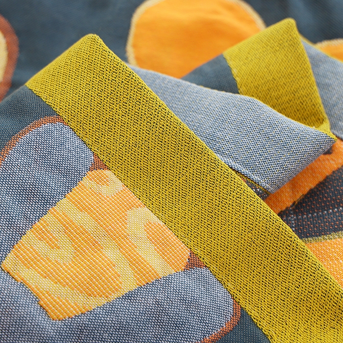 91家纺网 家纺一手货源 找家纺 朴尔家纺-毛巾被 2024新款色织定位提花纯棉四层纱布枕巾 百变熊仔-藏青