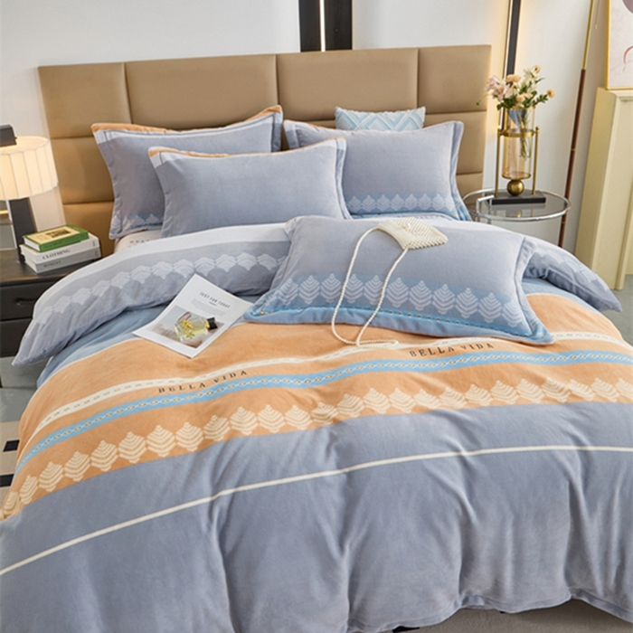 91家纺网 家纺一手货源 找家纺 卡迪亚 2024新款全消光牛奶绒印花四件套 简约