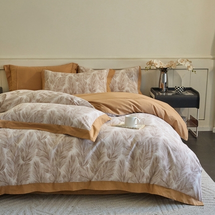 91家纺网 家纺一手货源 找家纺 （总）慕晨 2024新款A类全棉贡缎磨毛数码印高级宽边简奢款中高端四件套直播爆款