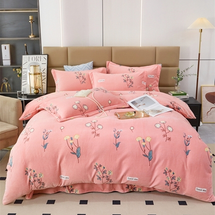 91家纺网 家纺一手货源 找家纺 （总）卡迪亚 2024新款全消光牛奶绒印花四件套