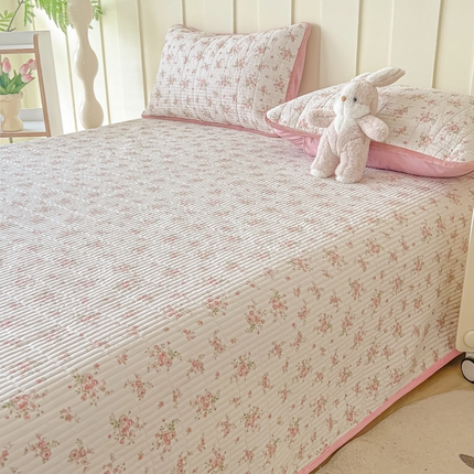 91家纺网 家纺一手货源 找家纺 玉海棠 玉海棠 2024新款针织棉加绒床盖 相思-米