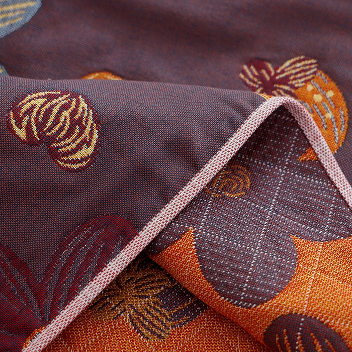 91家纺网 家纺一手货源 找家纺 朴尔家纺-毛巾被 2024新款色织定位提花纯棉四层纱布枕巾 花开忘忧-咖