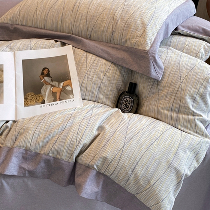 91家纺网 家纺一手货源 找家纺 慕晨 2024新款A类全棉贡缎磨毛数码印花高级宽边简奢款中高端四件套直播爆款 寻意