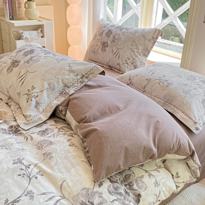 91家纺网 家纺一手货源 找家纺 宜家坊 2024秋冬新款全棉超柔加厚生态磨毛四件套 远黛-灰