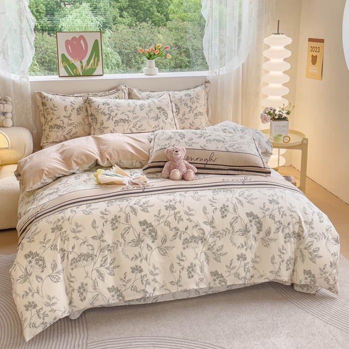 91家纺网 家纺一手货源 找家纺 宜家坊 2024秋冬新款全棉超柔加厚生态磨毛四件套 枝繁叶茂