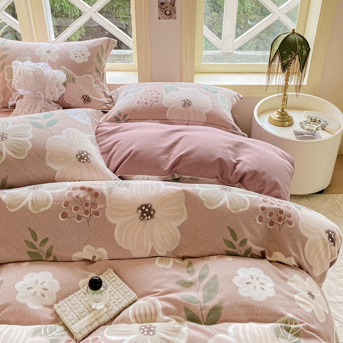 91家纺网 家纺一手货源 找家纺 宜家坊 2024秋冬新款全棉超柔加厚生态磨毛四件套 幽兰