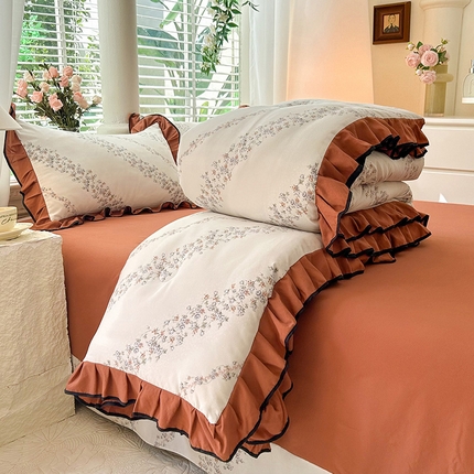 91家纺网 家纺一手货源 找家纺 韩约家纺 2025新款1针织棉皱皱纱床单款夏凉被春秋被冬被四件套 栖息